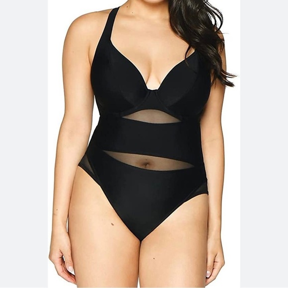 Curvy Kate Sheer Class Underwire One Piece Swimsuit Size 30D - Picture 1 of 9